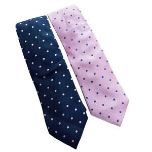 Charles Tyrwhitt Navy & Pink Polka Dot Silk Ties
